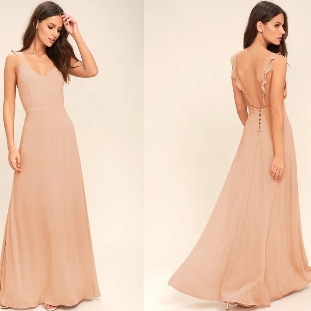 Lulu's Meteoric Rise Blush Maxi Dress, size Small